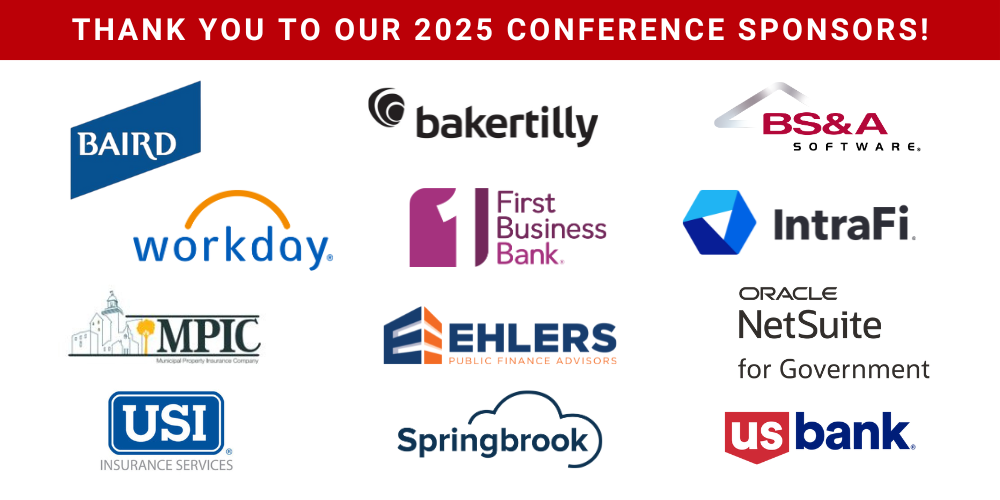 Red banner that reads 'Thank you to our 2025 Conference Sponsors' with logos of 12 sponsors from the 2025 conferences